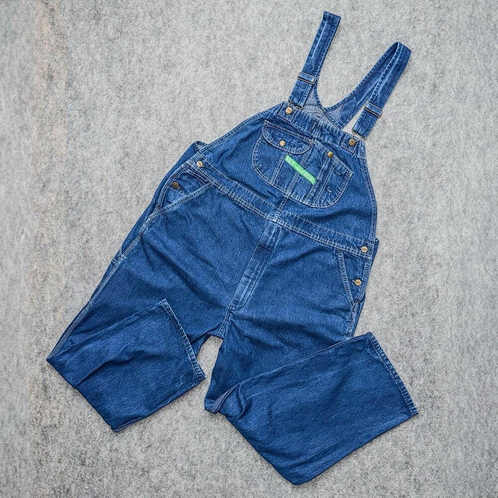 KEY Imperial Men's Denim Bib Overalls Size 46x30 Blue Workwear Cotton Mexico